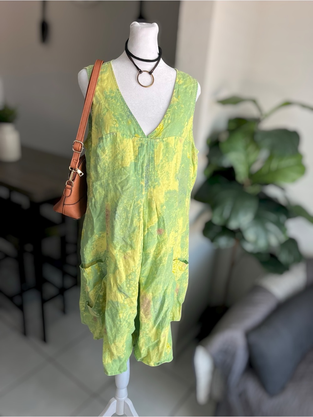 Click by Color Me Cotton Size L Linen Tunic Dress